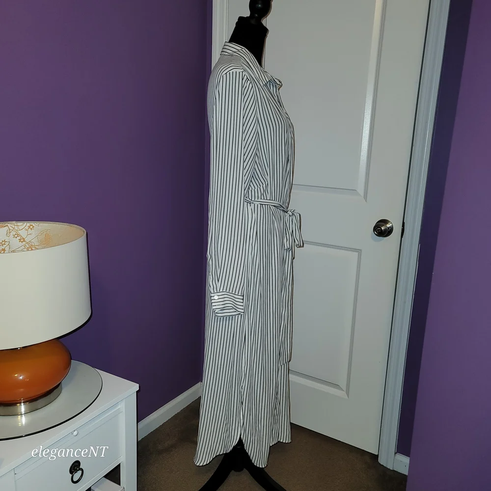 Forever 21 Black and White Belted Striped Cardigan SZ: 1X - Picture 7 of 9